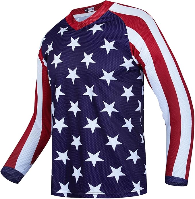JPOJPO Men's Mountain Bike Jersey Long Sleeve MTB Off-Road Racing Downhill Motocross Shirts Quick Dry&Moisture-Wicking Tops