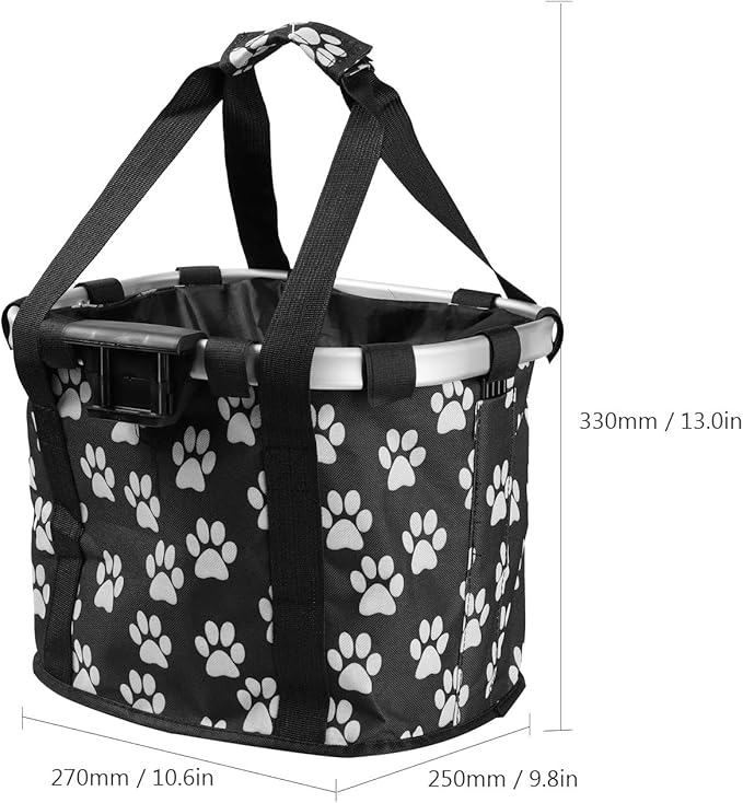 Lixada Bike Basket, Small Pet Cat Dog Carrier Bicycle Handlebar Front Basket Folding Detachable Removable Easy Install Quick Released Picnic Shopping Bag, Max. Bearing: 11lbs