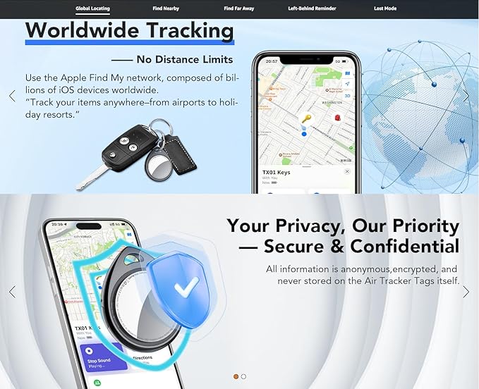 GPS Tracker for Vehicles Cars Kids & Pets Real-Time Global Coverage No SIM Card/No Subscription Long Standby Mini Waterproof Portable Tracking Device for Dogs Elderly & Assets (Android & iOS)