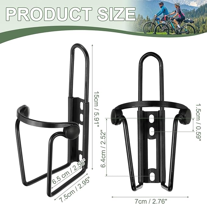 Water Bottle Cage, Bike Water Bottle Holder, Lightweight Aluminum Alloy Bicycle Cup Cage with Beads & Screws Tool - Fitting for (Road/MTB Cycling/Touring Bike) 2 Pack & Black