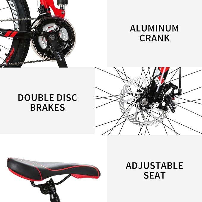 EUROBIKE 26”/27.5" Mountain Bike,Full Suspension Folding Mountain Bike,21 Speed Foldable Bicycle Men or Women MTB for Afult
