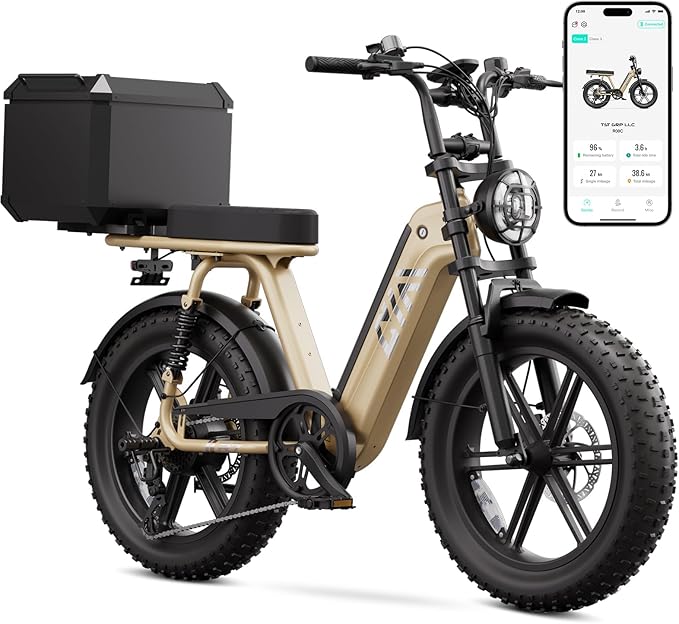 TST Electric Bike for Adults, 1500W Peak Motor Ebike with 48V 15Ah Built-in Battery, 60 Miles Range 28 MPH Electric Bike, 20" Fat Tire E Bike with 7 Speed