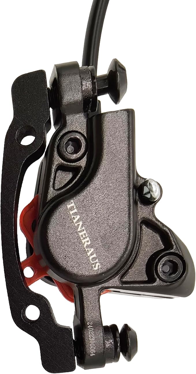 Mountain Bike Hydraulic Brake and Lever - Left Front 850mm Adapter Aluminum Alloy Hydraulic Bike Brakes, is/PM Adapter, Resin Pads, Black (is/PM)