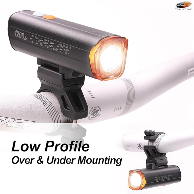 Cygolite Velocity 1600, 1200, 1000, 800 Lumen USB-C Bike Lights – Anodized Aluminum Alloy – 9 Light Modes – Fine Tunable Brightness - Compact, IP67 Waterproof – Hard Mount – Road & Mountain