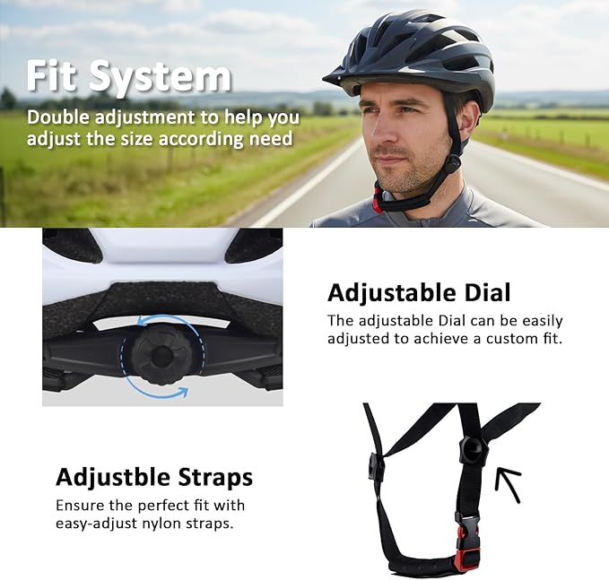 Bike Helmet for Adults Women Men Youth Kids, Lightweight Mountain Road Bicycle Cycling Helmets with Adjustable Dial & Removable Visor