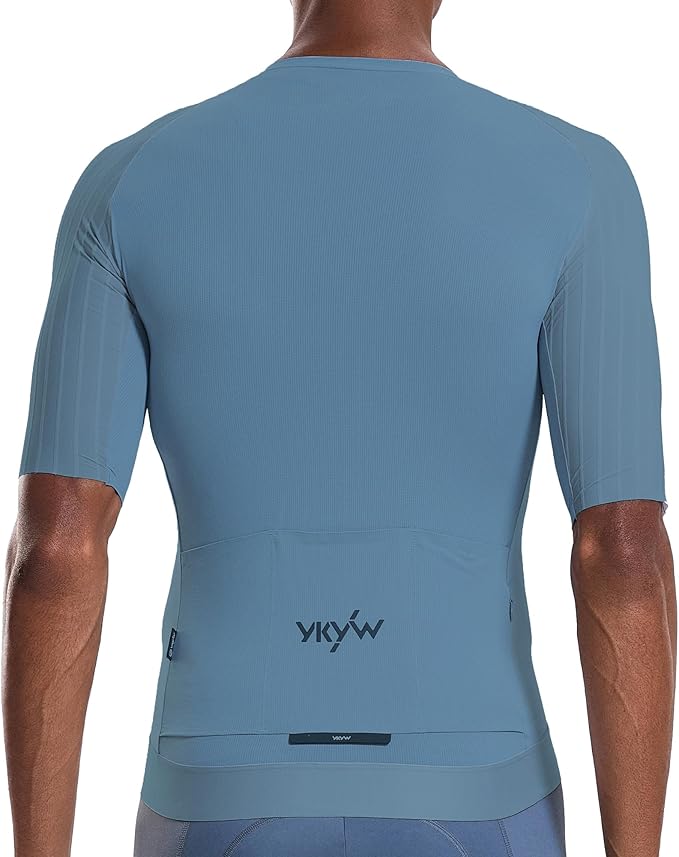 YKYWBIKE Cycling Jersey Men Aero Race Fit, Road Bike Jersey Short Sleeved Moisture Wicking, Breathable,Zip Pocket,UPF50＋