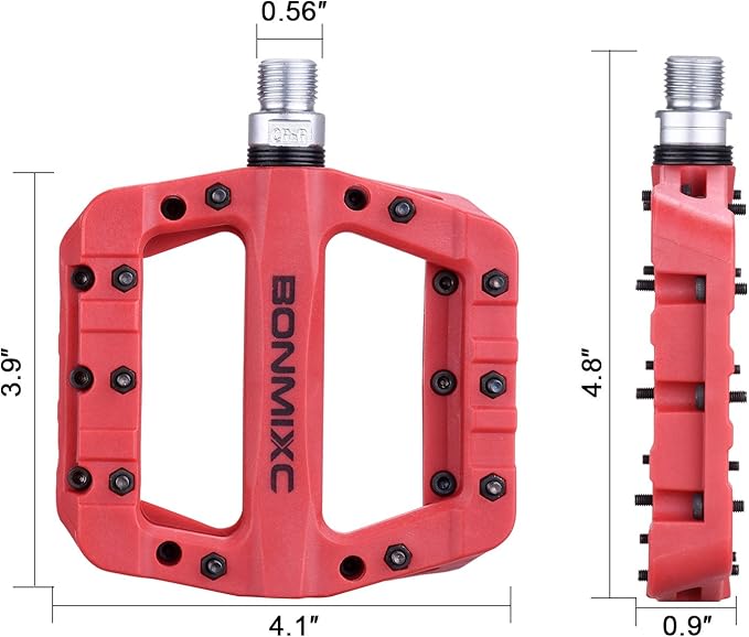 Mountain Bike Pedals Nylon Lightweight MTB Pedals Non-Slip Bicycle Pedals Large Platform Sealed Bearing 9/16” Thread