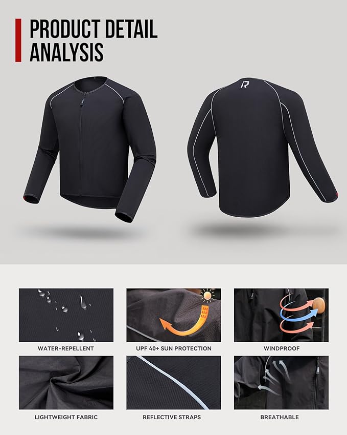 IRON JIA'S Motorcycle Jacket Windproof Liner, Water-Repellent, UPF 40+ Sun Protection, Breathable, Compact and Packable (No Armor) M