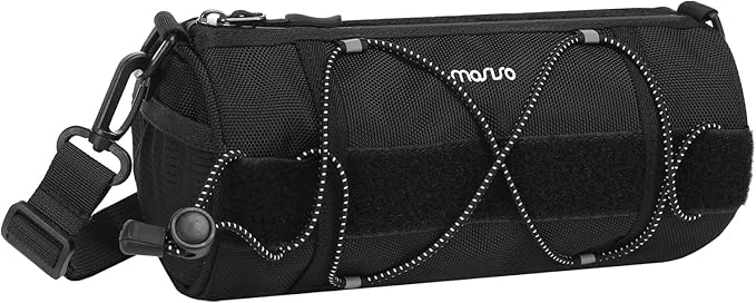 MOSISO Bike Handlebar Bag, Bicycle Front Frame Case with Elastic Cord, 2.5L Bike Roll Top Tube Pouch Storage Pack Cycling Accessories Cylinder Bag with Shoulder Strap, Black