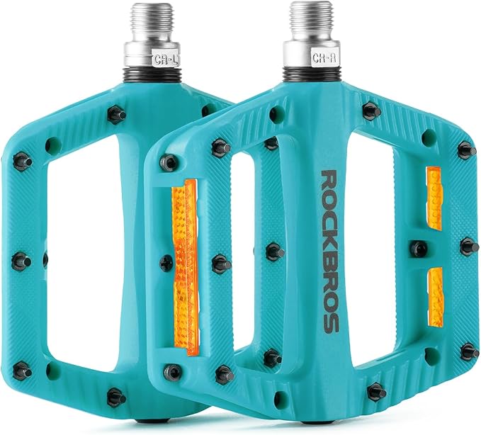 ROCKBROS Mountain Bike Pedals Bicycle Nylon Pedals 9/16 Inch Sealed Bearing Lightweight Platform for Road Mountain BMX MTB Bike