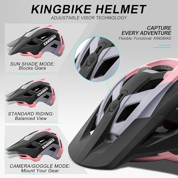 KINGBIKE NTA-8776 Mountain Bike Helmet Professional Ebike Helmets with 3-Level Adjustable Visor & Camera Mount E-MTB Helmet for Adults Men Women Youth E-Bike Safety Certified