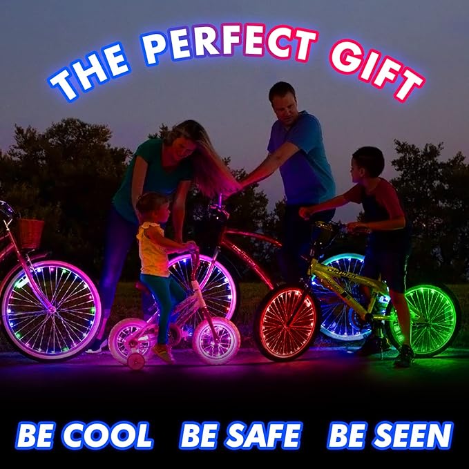 Activ Life 2-Tire Pack LED Bike Wheel Lights with Batteries Included, Get 100% Brighter and Visible from All Angles for Ultimate Safety and Style