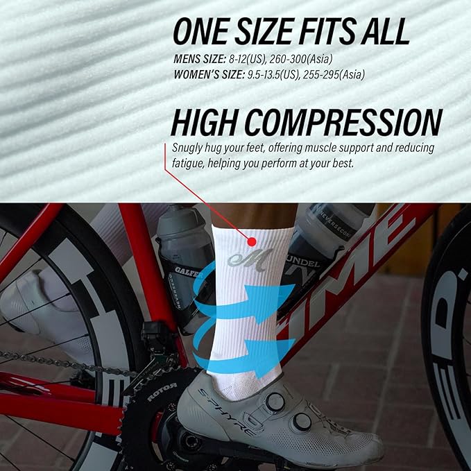 Bike PRO Compression Cycling Socks 1/2/3 Pairs, Crew Hiking Running Athletic Socks