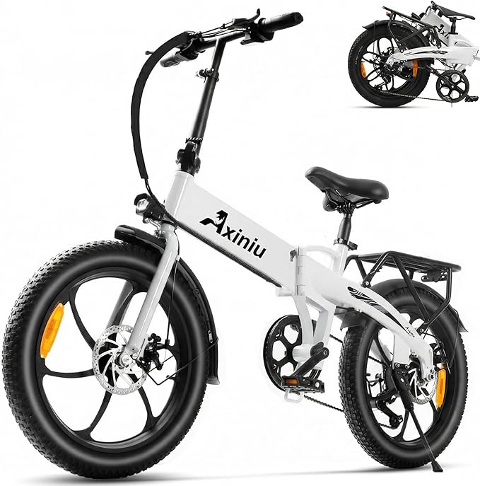 20" Folding Electric Bike for Adults, 850W Lightweight Foldable Ebike, 4lbs,60+ Mile Range, 25mph Top Speed, Fat Tire Electric Bicvcle