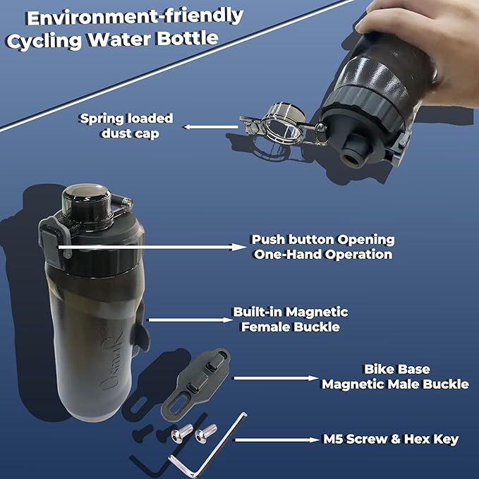 OsmaR Magnetic Bike Water Bottle Holder(with Quick-Release Button) with bike water bottle cage-20 oz water bottles，for Road and Mountain cycling water bottle