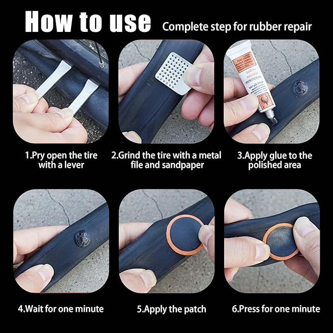 Bike Tire Repair Kit 50 PCS with 30 Vulcanizing Patches, Stainless Steel Tire Levers, Metal Files & Sandpaper, Portable Bicycle Inner Tube Puncture Patch KitMountain, Commuter Bikes
