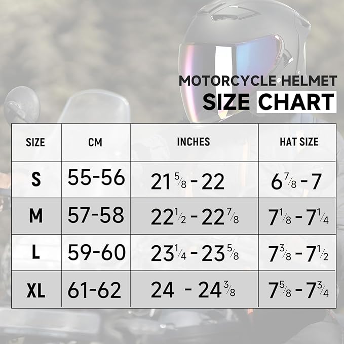 TCT-MOTORPARTS Adult Dual Visors 3/4 Open Face Motorcycle Helmet Motorbike Racing Street Bike Helmets DOT Approved Matte Black Small