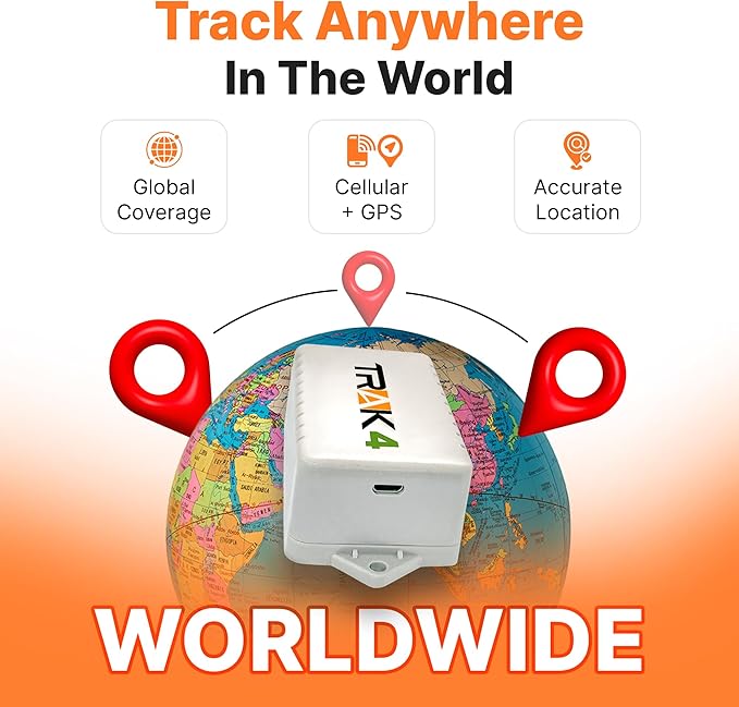 Trak-4 GPS Tracker for Vehicles, Assets, Equipment. Long Battery Life, Waterproof, Global Tracking. Low-Cost Subscription Required.