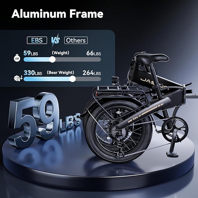 Jasion Electric Bike for Adults, 1000W Peak Motor Foldable Ebike, Aluminum 20'' Fat Tire Electric Bicycle Built-in 48V Removable Battery, EBS Commuter E Bikes up to 23 MPH & 45 Miles Max Range