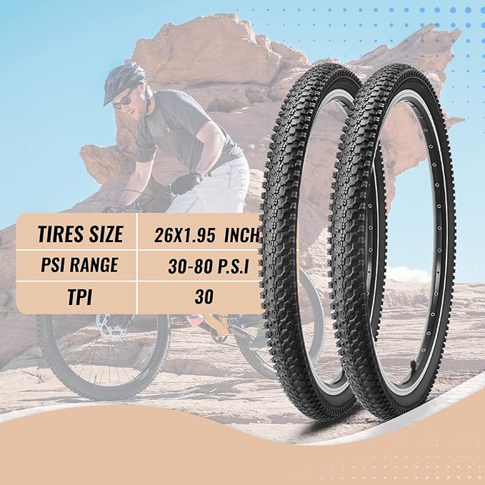MOHEGIA Mountain Bike Tires - 20/24/26/27.5 Inch Folding MTB Bicycle Tires Replacement,Steel Bead All-Terrain and High-Performance Durable for Off-Road,Street & Trail Adventures