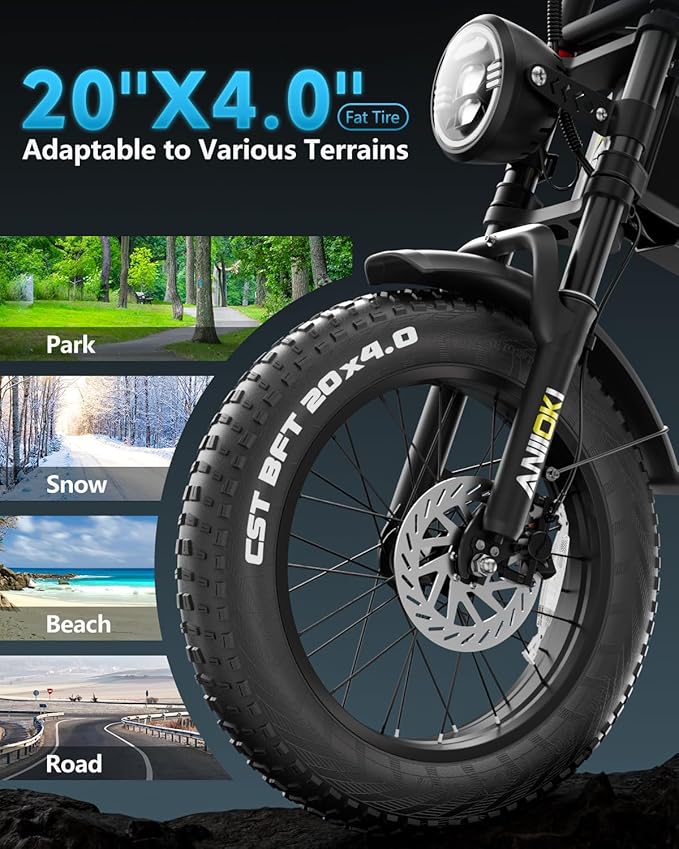 ANIIOKI 2026 A8 Pro Max Electric Bike, 30mph High Speed,200 Miles Range Fat Tire Ebikes, 60/70Ah Removable Battery, ebike for Adult