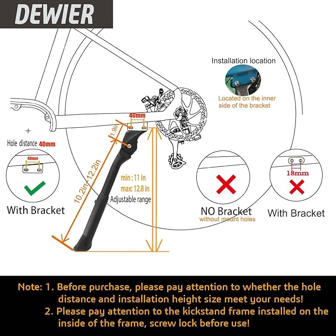 Bike Kickstand Aluminium Adjustable Center Bicycle Kickstand suitable Rear Side Bicycle Kickstand Fit for 26" 27.5" 29" 700C Bike Kick Stand for Bicycles Kickstand
