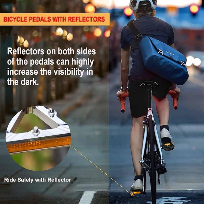 Bike Pedals 9/16 Inch - Bicycle Pedals with Reflectors - 3 Sealed Bearings MTB Pedals Wide Platform Pedals for Mountain Bike, BMX, Road Bike Pedals