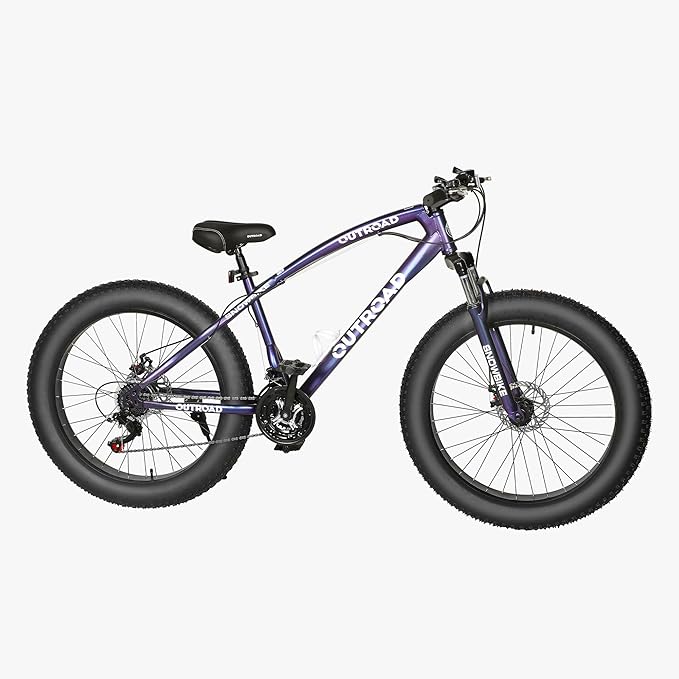 Outroad Fat Tire Mountain Bike with 26 inch Wheels, 21 Speed with High Carbon Steel Frame, Double Disc Brake and Front Suspension Anti-Slip Bikes
