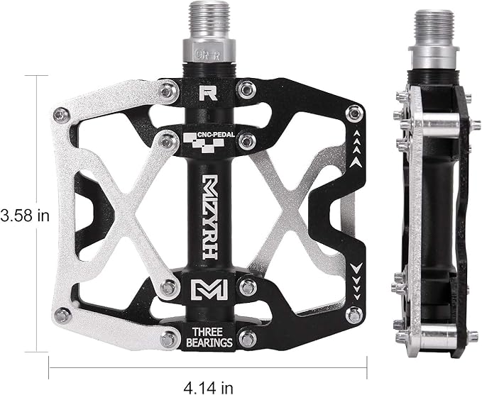MZYRH Mountain Bike Pedals, Ultra Strong Colorful CNC Machined 9/16" Cycling Sealed 3 Bearing Pedals