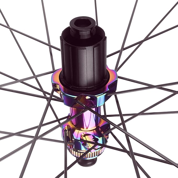 Carbon Road Bike Wheelset, 700C Bicycle Center Lock Disc Brake 6 Bolt Hub Wave Rim Wheels, for Long-Distance Riding