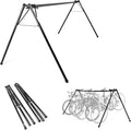 Feedback Sports | A-Frame Portable Bike Storage Rack with Travel Bag | Lightweight Collapsible Aluminum | Bicycle Hanger up to 8 Bikes | for Events | Black