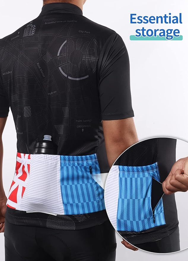 BERGRISAR Cycling Jersey Mens Bike Shirts Short Sleeve Bicycle Biking Clothes with Pockets Reflective