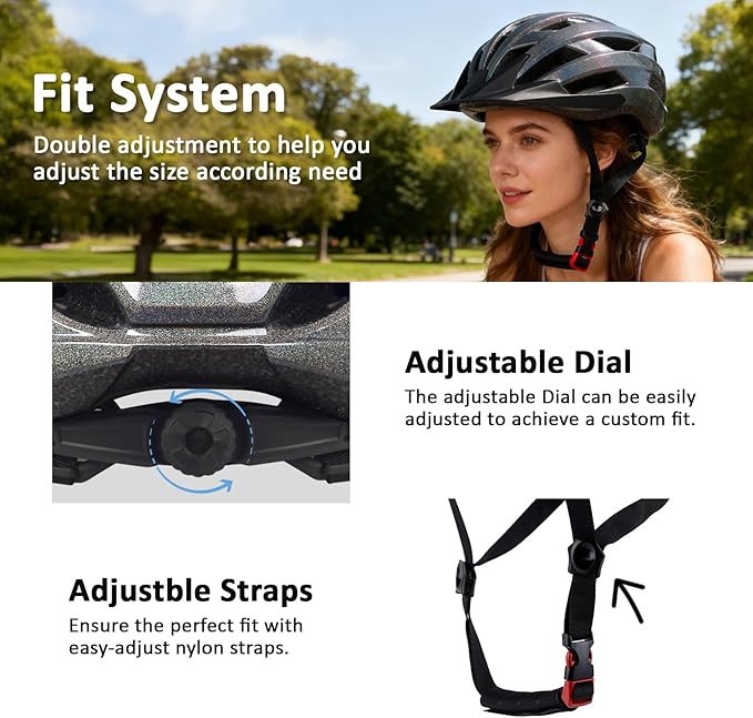 Bike Helmet for Adults Women Men Youth Kids, Lightweight Mountain Road Bicycle Cycling Helmets with Adjustable Dial & Removable Visor