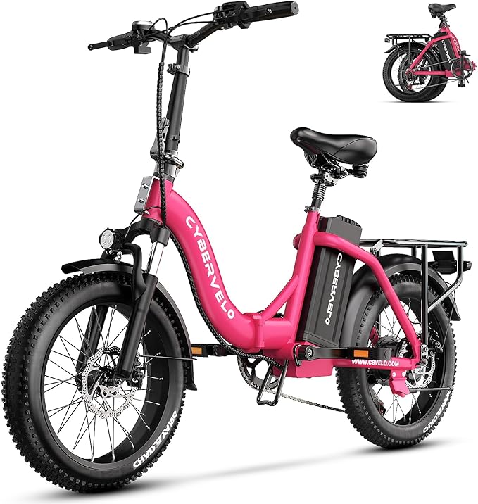 1000W Folding Electric Bike, 48V 20.8AH Large Removable Battery E-Bike, 30+MPH, 80 Miles Max Range, 20" Fat Tire Electric Bike for Adults, Adult Electric Bicycles for Commute