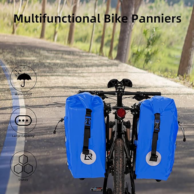 ROCKBROS Bike Panniers Waterproof Bike Rear Rack Bag Max 30L Large Capacity Bike Rear Panniers for Cycling Traveling Commuting 2 Pack