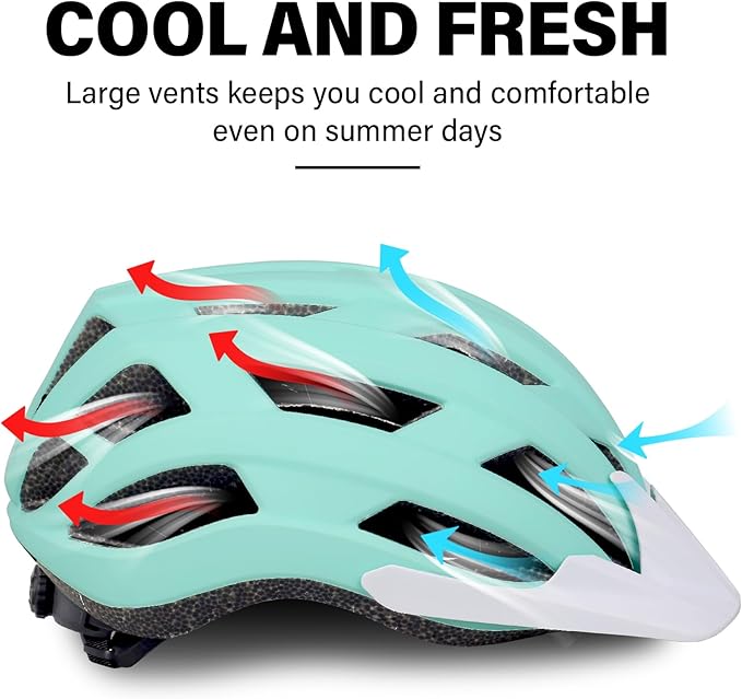 Bike Helmet for Adults Women Men Youth Kids, Lightweight Mountain Road Bicycle Cycling Helmets with Adjustable Dial & Removable Visor