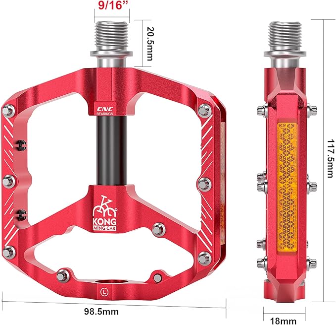 Mountain Bike Pedals with 3 Seal Bearing - 9/16" MTB Pedals Platform Lightweight - Non-Slip Bicycle Pedals for BMX MTB