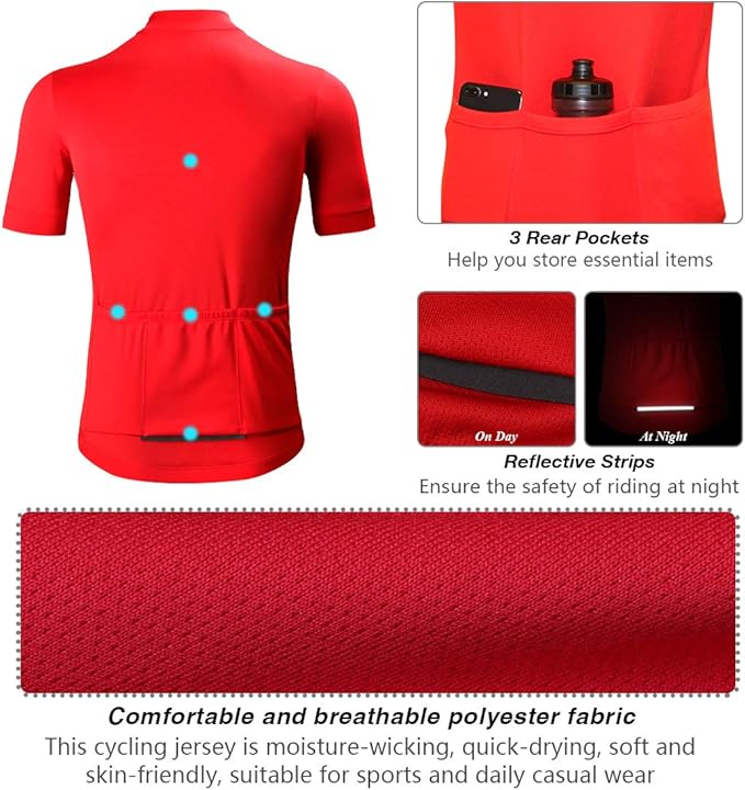 CATENA Men's Cycling Jersey Short Sleeve Shirt Running Top Moisture Wicking Workout Sports T-Shirt