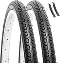Hycline 26X1 3/8 Bike Tire Set: 2-Pack (37-590) Folding High-Density Bicycle Tires with Schrader Tubes & Tire Levers – Fits Vintage 26×1 3/8 City/Commuter Bikes