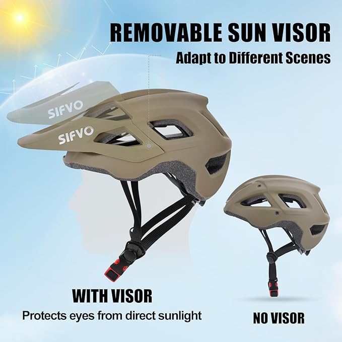 Bike Helmets for Men and Women, Mountain Bike Helmet with Extended Visor Helmets for Adults Adjustable & Comfortable Bicycle Helmet Road Bike Helmet 55-61cm