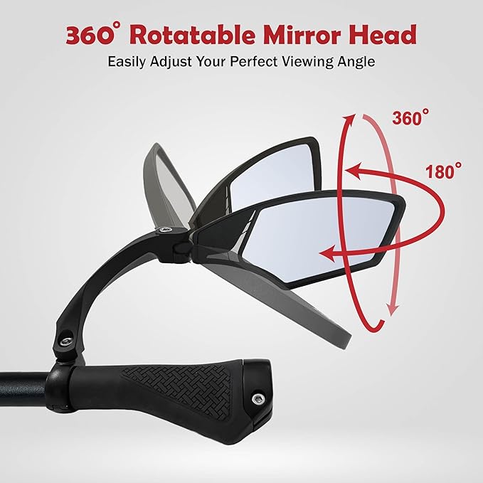 Hafny New Handlebar Bike Mirror, HD Blast-Resistant, Safe Crystal Clear Glass Mirror, Adjustable Rotatable Bike Mirror, Rearview Mirror,HF-MR095