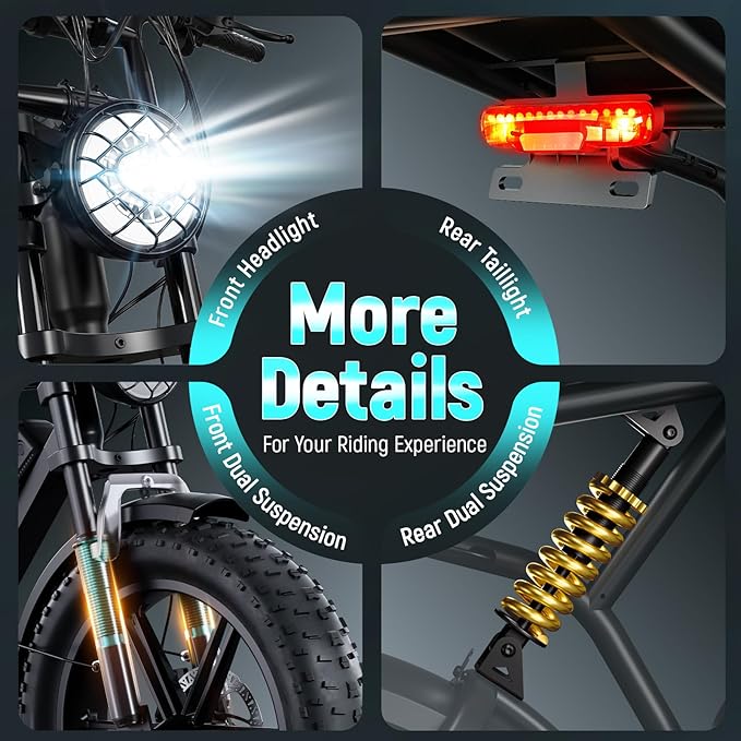 TST Electric Bike for Adults, 1500W Peak Motor, 28 MPH, 20" x 4.0" Fat Tire E-Bike, 48V 15Ah/25Ah Removable Battery, Dual Hydraulic Disc Brakes, Dual Suspension, LCD & APP, UL 2849 Certification