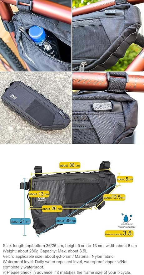 GORIX Bike Triangle Bag Frame Bag Top Tube Bag Expandable 3.5L Waterproof Cycling Road Mountain Bicycle (GX-FB PELICAN)