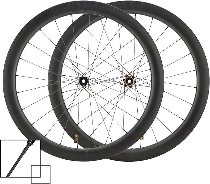 MEROCA VEL Road Bike Carbon Wheelset 700C Clincher Wheelset 50/60mm Deep Disc Brake Clincher/Tubeless Ready, 36T Ratchet Hub, Pillar Spokes