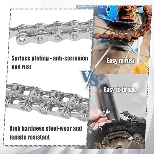 BUCKLOS 6/7/8/9/10/11/12 Speed Bike Chain, High Performance Lightweight Bicycle Chains for Road Bike/Mountain Bike/Ebike,Compatible with Shimano, SRAM, Campagnolo Silver/Gold