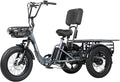 Folding Electric Tricycle for Adults 2 Seater, 22MPH 100 Miles 4" Wide Fat Tire Electric Trike, 3 Wheel Electric Bike 1200W, 48V 20AH Battery, 550LBS Load, Reverse, Parking, Differential, UL Certified
