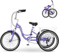 MOPHOTO Adult Folding Tricycle, 7-Speed 3 Wheel Bike for Adults, Seniors, Women & Men, 20/24/26 Inch Low Step-Through Trike with Large Rear Cargo Basket, Adjustable Seat, Space-Saving Cruiser Bicycle