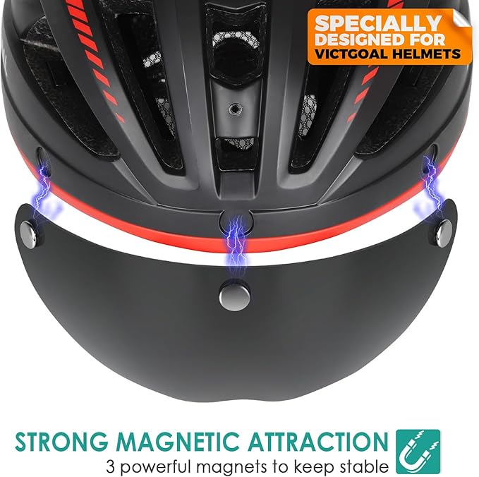 VICTGOAL Detachable Magnetic Bike Helmet Goggles Visor Especially Deisgned for VG110/VG112 Bicycle Helmet