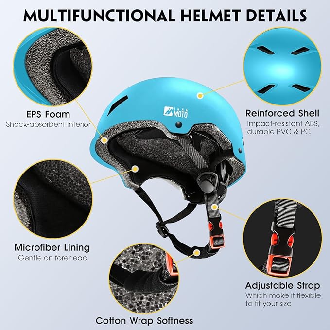 Skateboard Helmet for Adults - Adjustable Certified Safety Adults Helmet for Skateboarding Bike Bicycle Scooter Cycling Skate Skating Multisport Helmets for Women Men Boys Girls Kids Youth