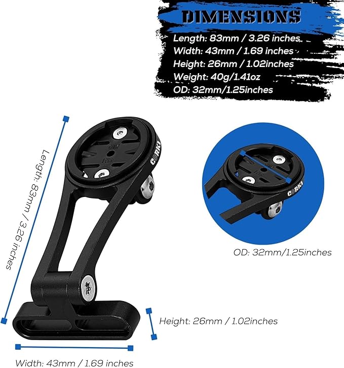 corki Cycles Adjustable Angle Out Front Stem Mounted Cycle Computer Bike Mount Compatible with Garmin Wahoo Bryton Cateye